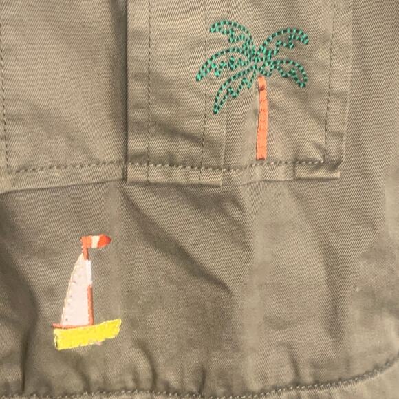 Joie Army Jacket XS Olive Green Hood Embroidered Zip Snap Close Military Womens - Picture 8 of 9